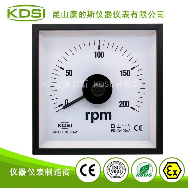厂家供应 指针式转速表BE-96W DC4-20mA 200rpm 广角度显示船用表
