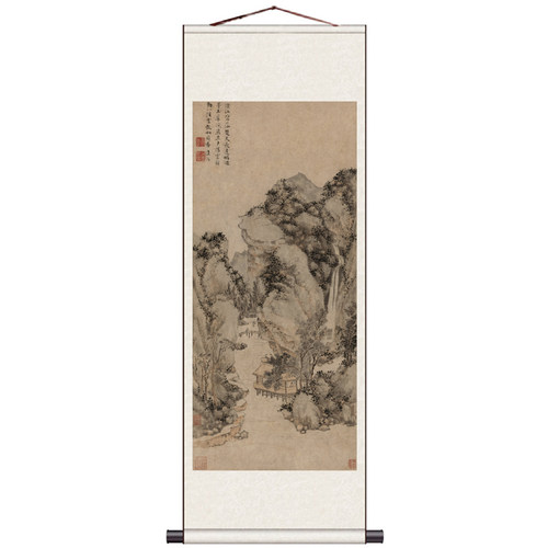 明   陆治 牡丹图卷轴画成品挂画客厅装饰玄关壁画仿古画送老外画