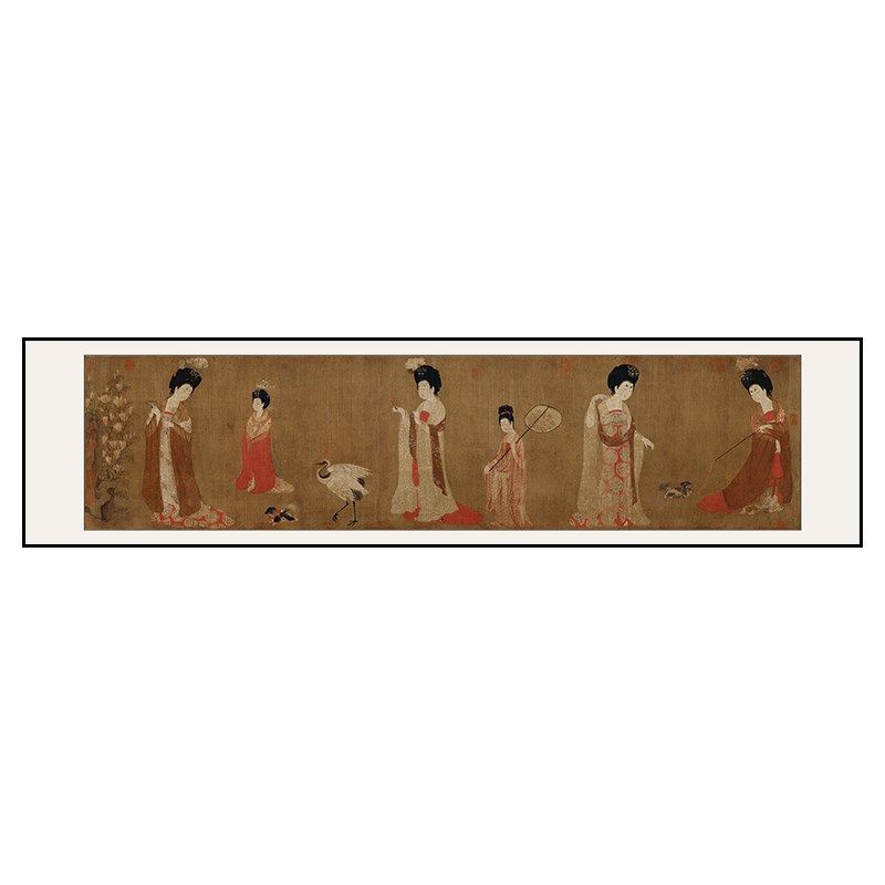 仕女图装饰画中式卧室床头挂画茶室书房古画捣练图酒店样板间壁画