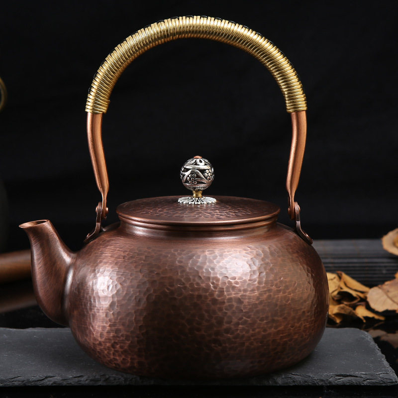 户外铜壶烧水壶电陶炉煮茶壶泡茶沏茶紫铜壶纯手工大容量家用茶壶