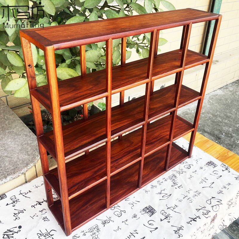 实木格子茶杯架茶道紫砂壶摆放架壁挂式多宝阁茶台桌面博古架小型