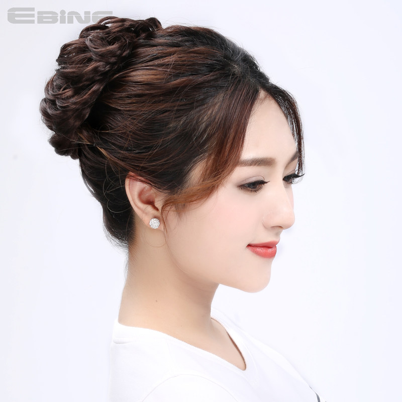 假发圈女盘头发卷发圈 花苞头蓬松 真发 假发头花皮筋 丸子头盘发