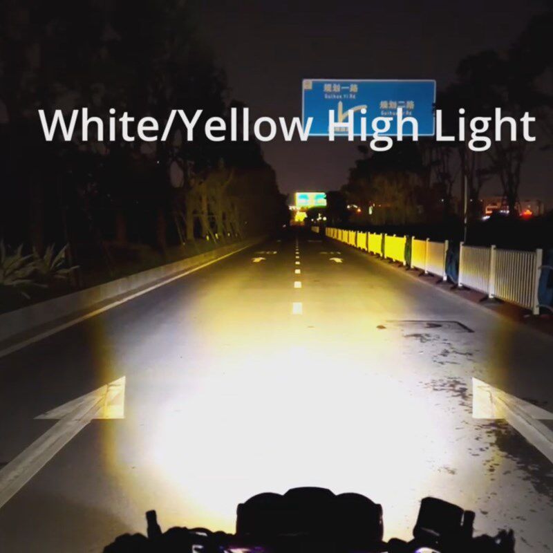 电动摩托车80W强光LED外置射灯铺路灯远近光爆闪双光越野车射灯