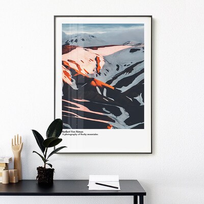 北欧装饰画雪山画 落基山脉风景挂画 卧室床头摄影壁画 画芯