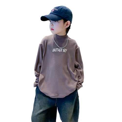 男童秋冬装黑色半高领打底衫2024新款内搭上衣儿童保暖长袖T恤潮