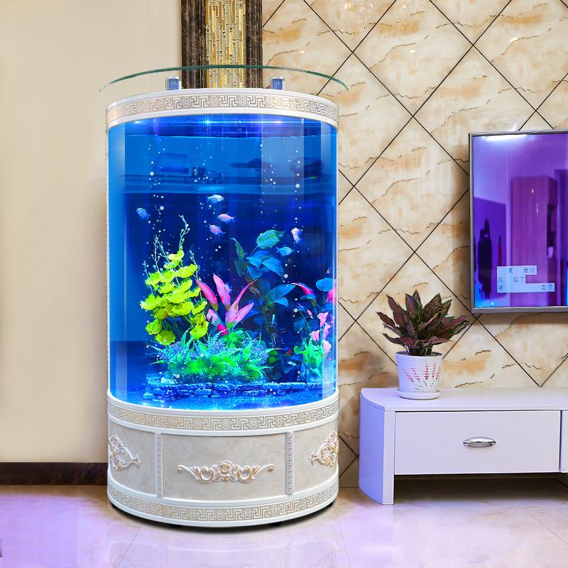 半圆简约欧式家用中大型水族箱客厅靠墙玻璃圆弧形免换水生态鱼缸