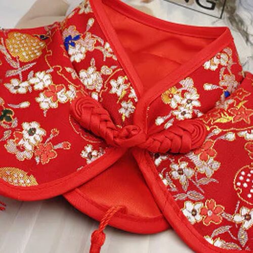 狗狗国潮新年衣服猫咪过年结婚新娘喜庆围脖宠物泰迪比熊斗篷披风