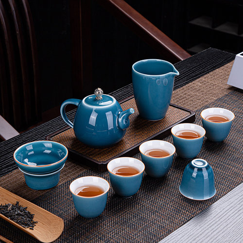 影青瓷茶具套组整套家用陶瓷泡茶器茶壶盖碗茶杯简约办公会客陶瓷