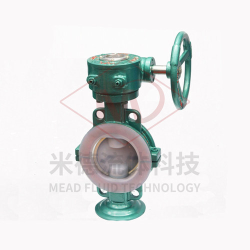 衬氟涡轮对夹蝶阀D371F46-16C-D71F铸碳钢手动衬四氟化工防腐DN50