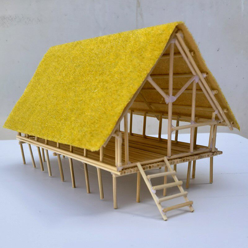 适用diy手工模型制作材料木冰糕棍冰棒棍条河姆渡人干杆栏式房屋