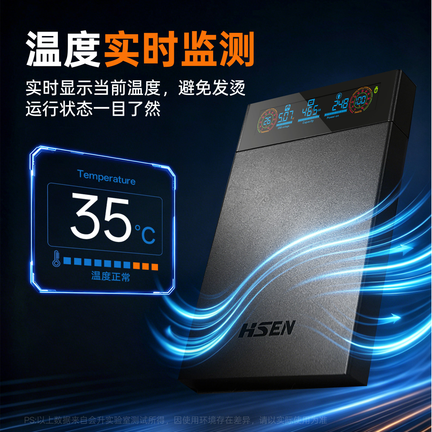 HSEN2.5英寸固态硬盘盒真彩屏显SATA机械硬盘外接盒笔记本电脑ssd