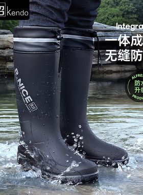 雨鞋男款高筒棉靴子男士防水鞋外穿防水防滑水靴矽T胶耐磨钓鱼胶