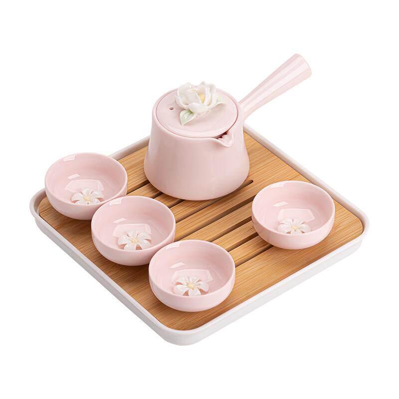 色捏花提梁壶茶功夫茶具NHYHSB0套组小粉套家用侧把茶壶组杯合泡