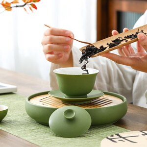 一品仟堂三才盖碗泡茶茶杯陶瓷单个手工中式复古高档功夫茶盖碗