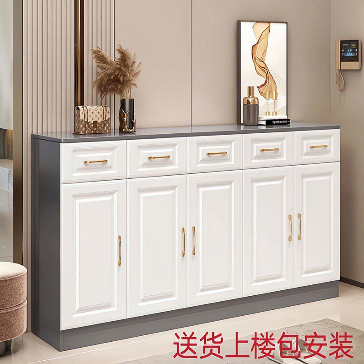 现代简靠墙柜可订制四门白色实板木2012生态约鞋鞋柜