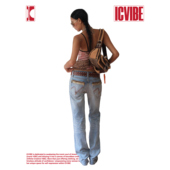 暖调冰蓝做旧小直筒牛仔裤 ICVIBE 西部畅想·栗棕麂皮拼接