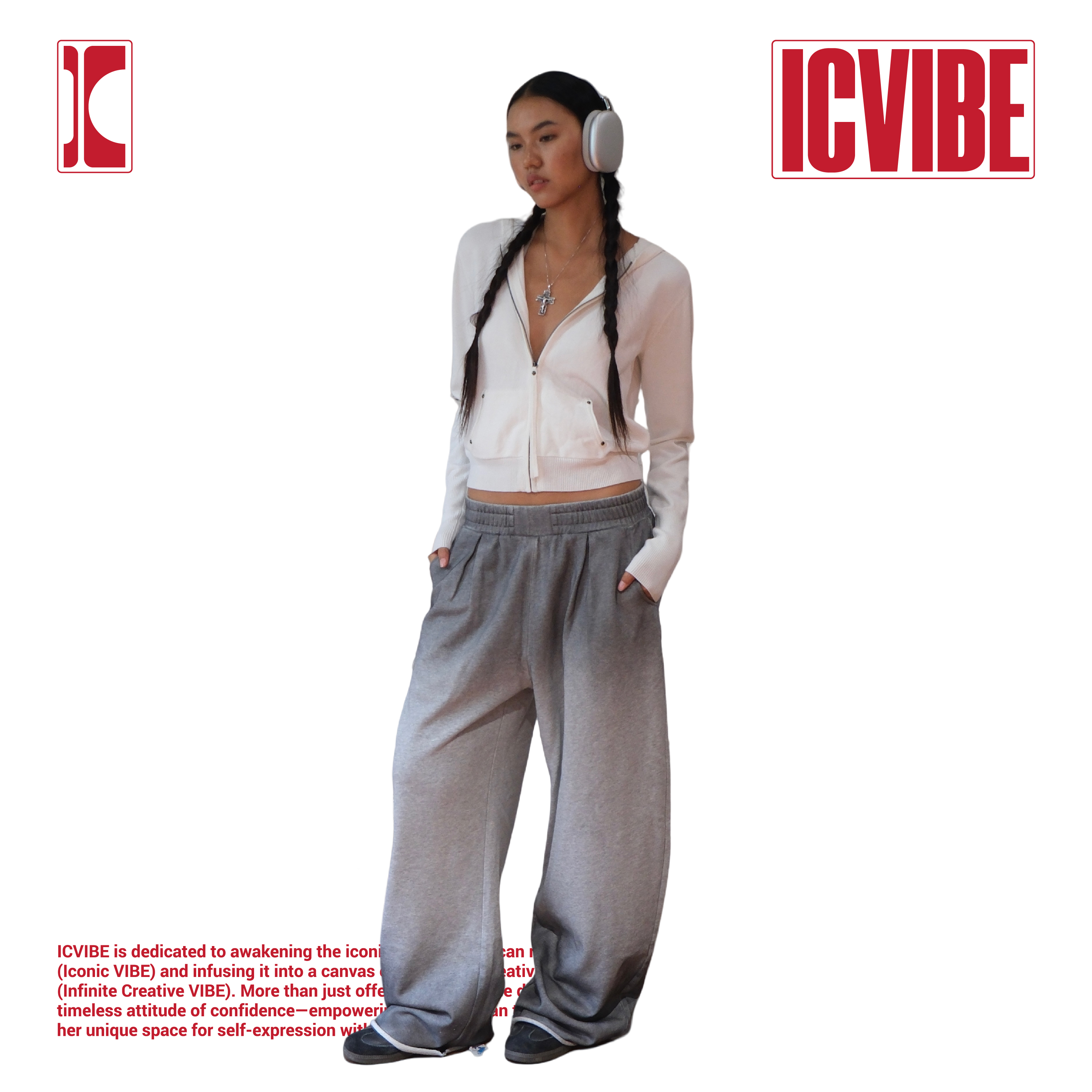 ICVIBE Chill babe·黑灰段层染 松软毛线圈慵懒宽松卫裤