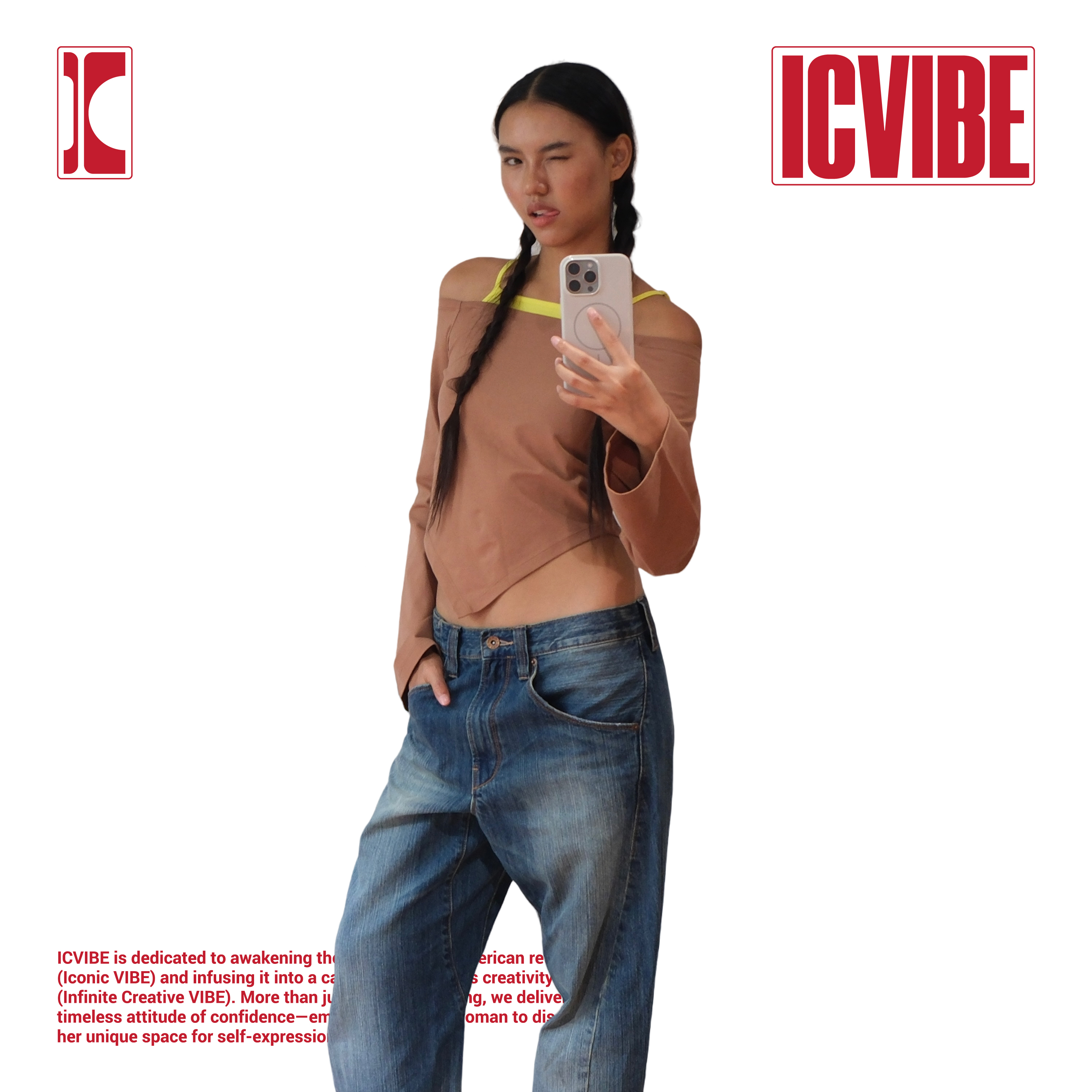 ICVIBE 腰线作弊·肩带可调 棕黄撞色假两件叠层上衣