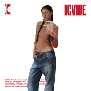 ICVIBE 棕黄撞色假两件叠层上衣 腰线作弊·肩带可调