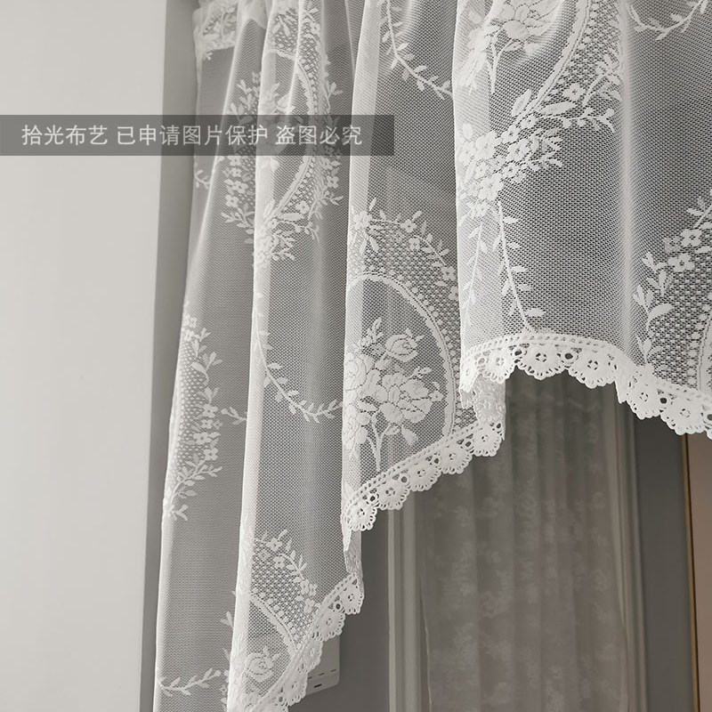 法式蕾丝门帘隔断帘短帘咖啡帘厨房拱形帘三角帘弧形帘美式田园