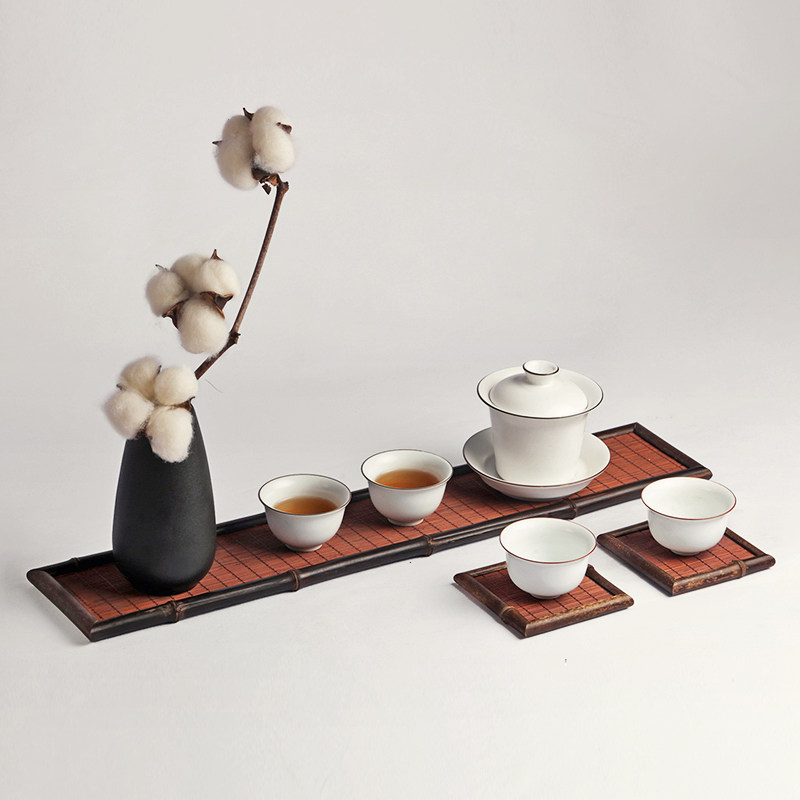 禅意干泡台晾杯架茶盘杯垫 精品手工紫竹茶杯托 茶托壶托茶器壶承