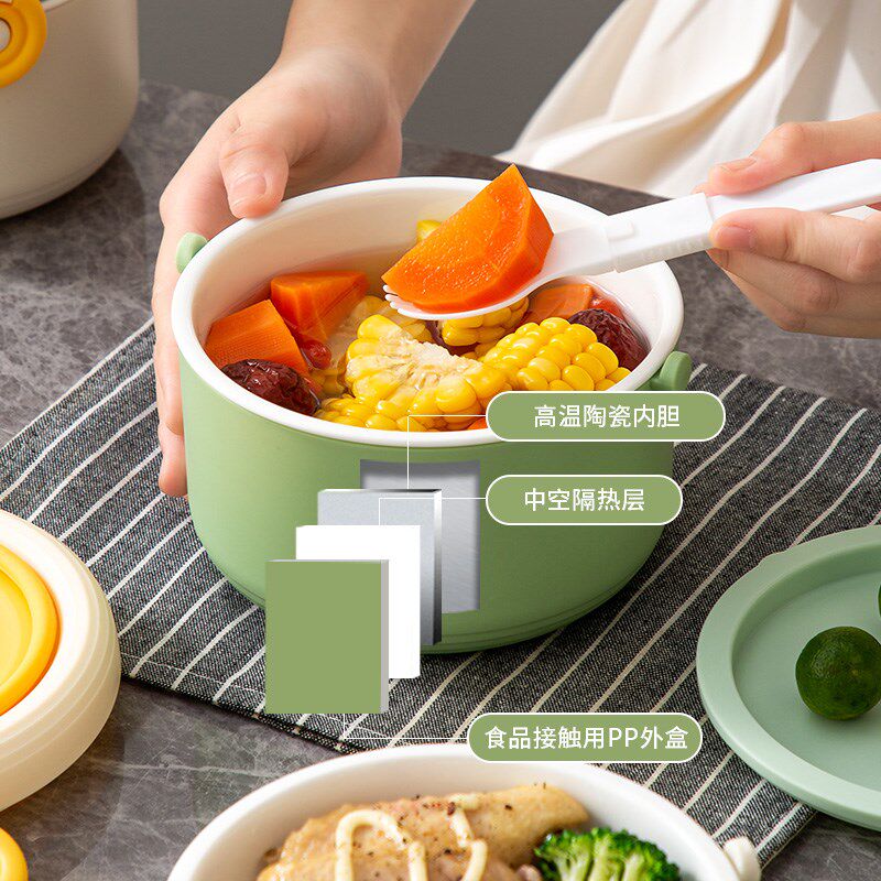骨瓷内胆多层便当盒保温饭盒桶可微波炉加热带饭桶上班大容量便携