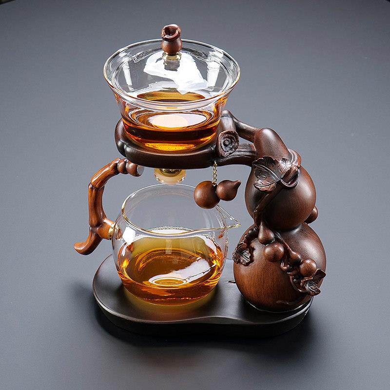 人泡懒茶神器旋自动茶具玻套转组家用璃创意自动茶具小茶台泡茶壶
