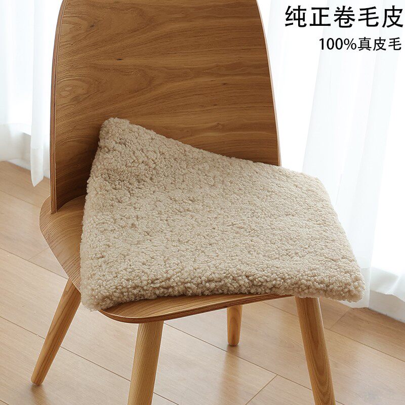 卷毛羊毛方垫自然卷羔羊毛沙发垫纯羊毛沙发垫椅垫方垫单人沙发垫