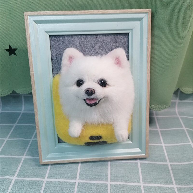 羊毛毡来图定制狗狗猫咪宠物纪念摆件相框博美中华田园犬礼物
