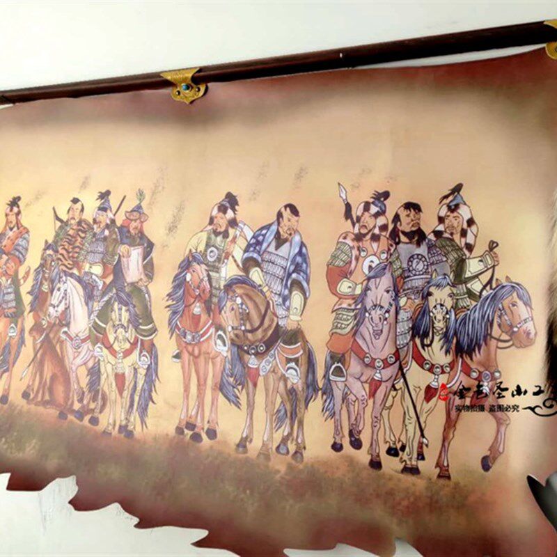 蒙古皮画成吉思汗勇士精品蒙古包民族特色装饰品手工艺品餐厅挂画