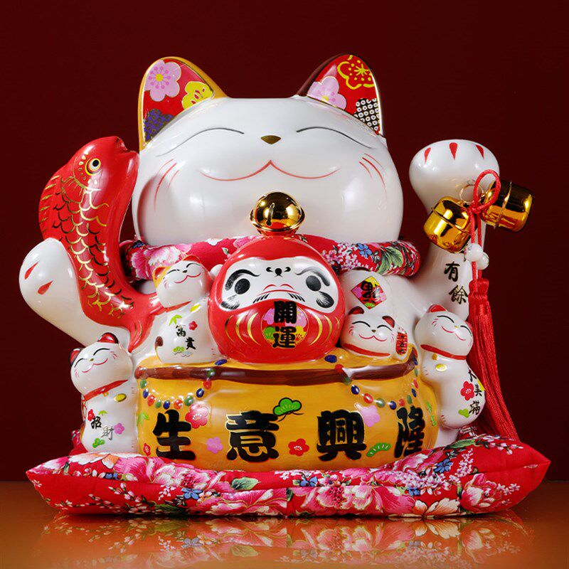 招财猫居家纳福年年有余存钱罐开业旺铺办公前台装饰送礼摆件礼物