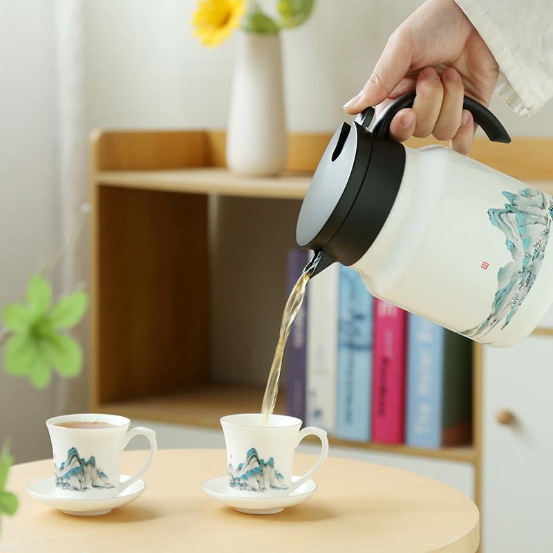 唐舍中式白瓷保温焖茶壶家用陶瓷白茶闷茶不锈钢过滤茶具泡茶水壶