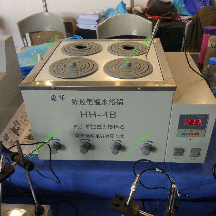 常州国华 HH-4B数显恒温水浴锅加热磁力搅拌机四头单控磁力搅拌器