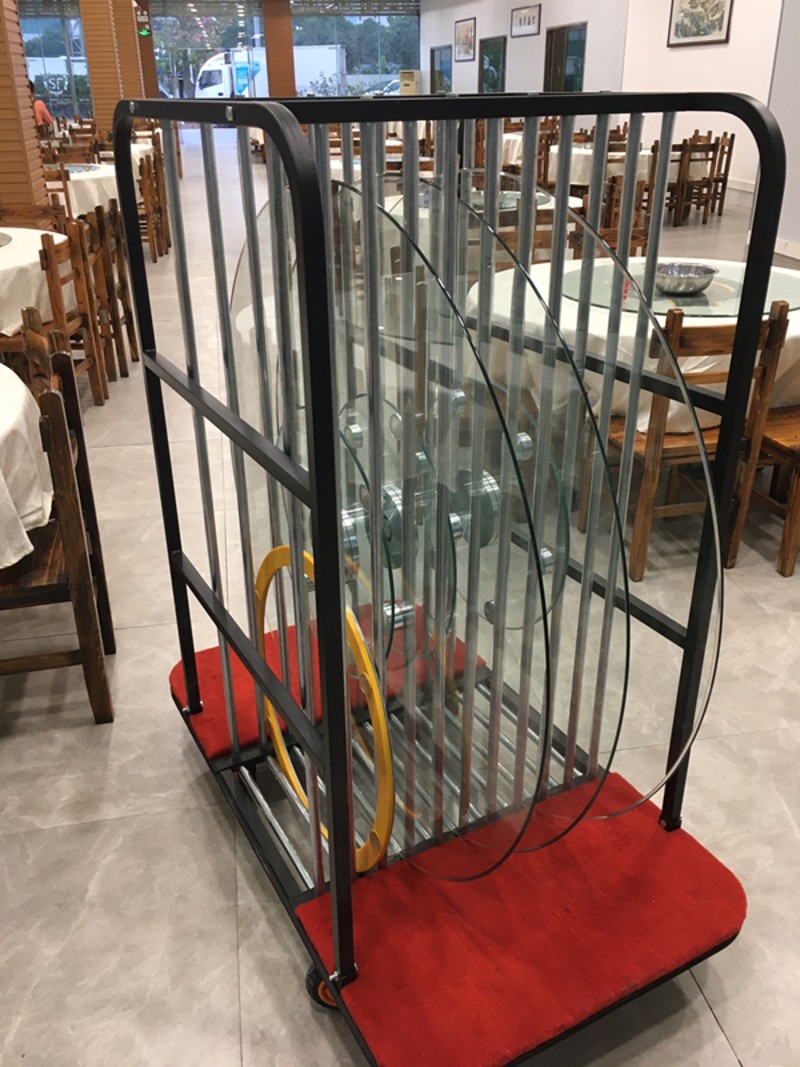饭店10格玻璃转盘运送车运输车餐厅玻璃收集客房服务手推车转盘车