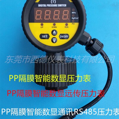 YDSI-M19/26 DC24V智能通讯RS485数显压力表 PP隔膜压力表