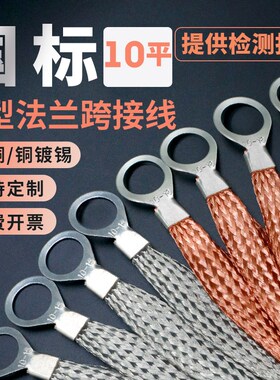 10平方法兰跨接线幕墙防避雷铜导线纯铜镀锡静电编织带桥架接地线
