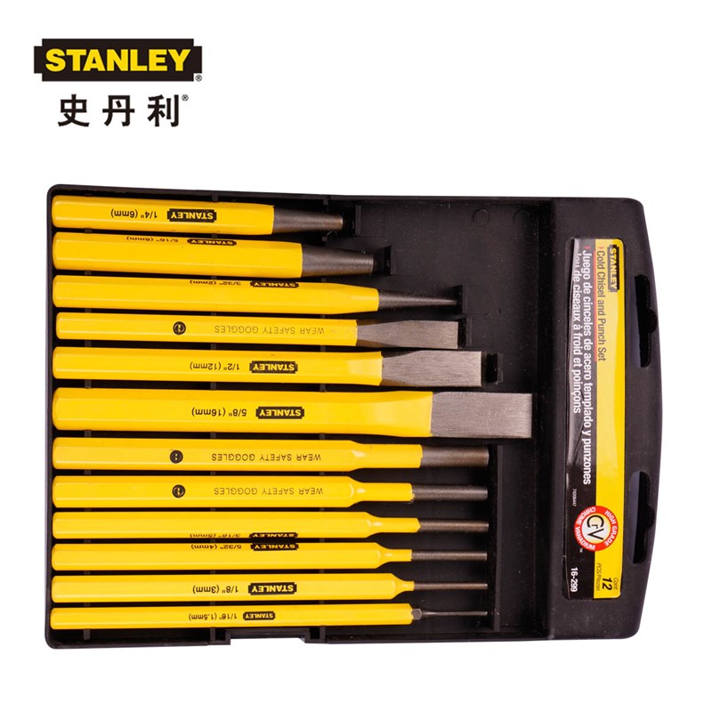 史丹利 12件套冲凿 凿子石工凿/圆柱冲/中心冲/圆锥冲16-299-23