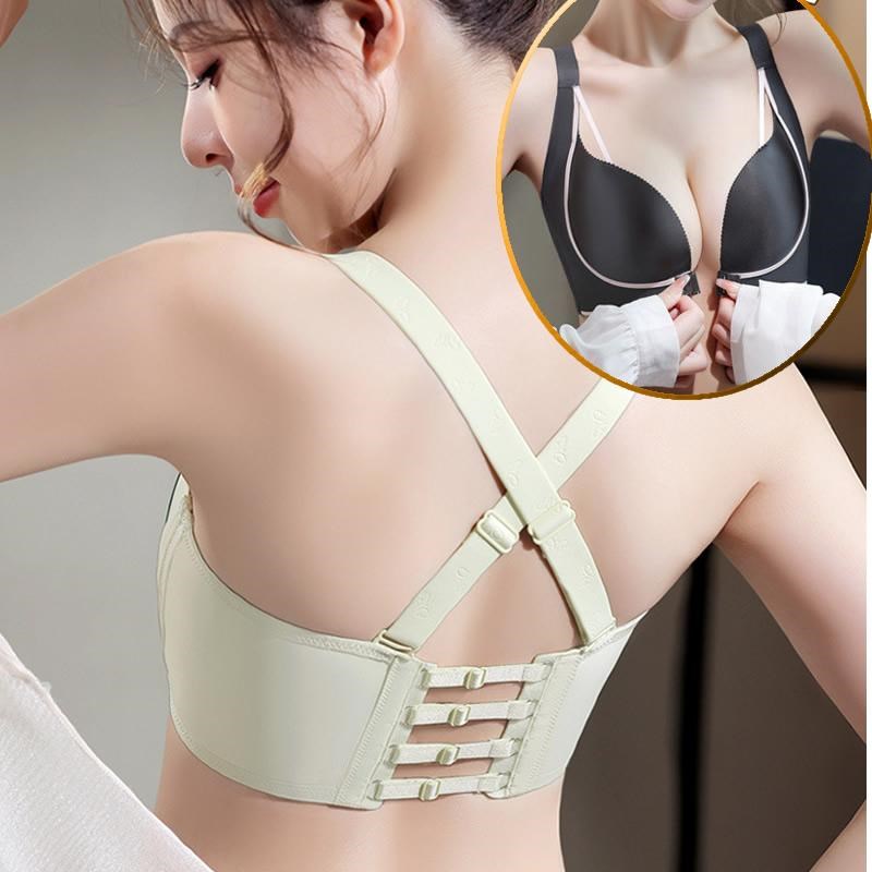 美背内衣后背交叉宽肩带大码前扣文胸罩小胸聚Q拢收副乳防溜肩不