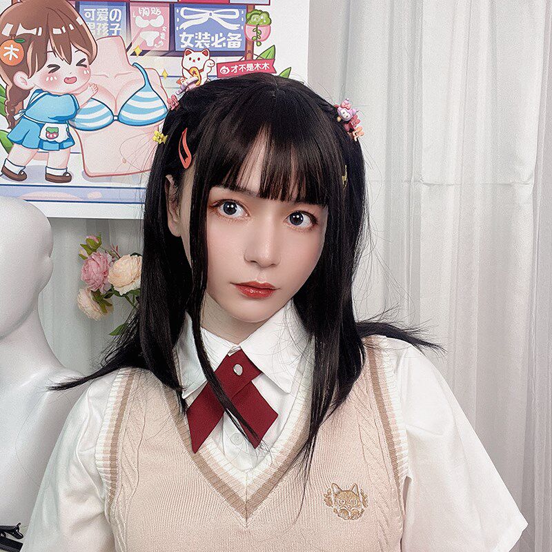 整顶假发女中长碎发逼真自然全头套长直发空气刘海蓬Y松假发套女