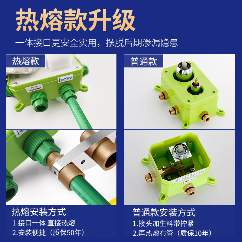 嵌入墙式花洒铜暗装预埋盒混水阀方形淋浴开关主体配件