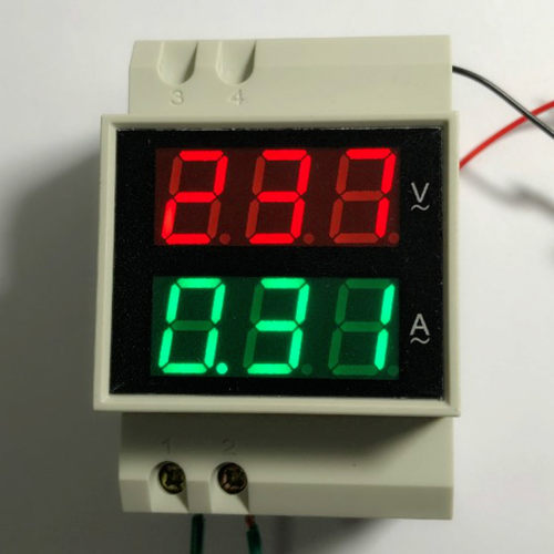 Din rail Type AC amp volt combo meter AC0.1-99.9A  AC80-300v