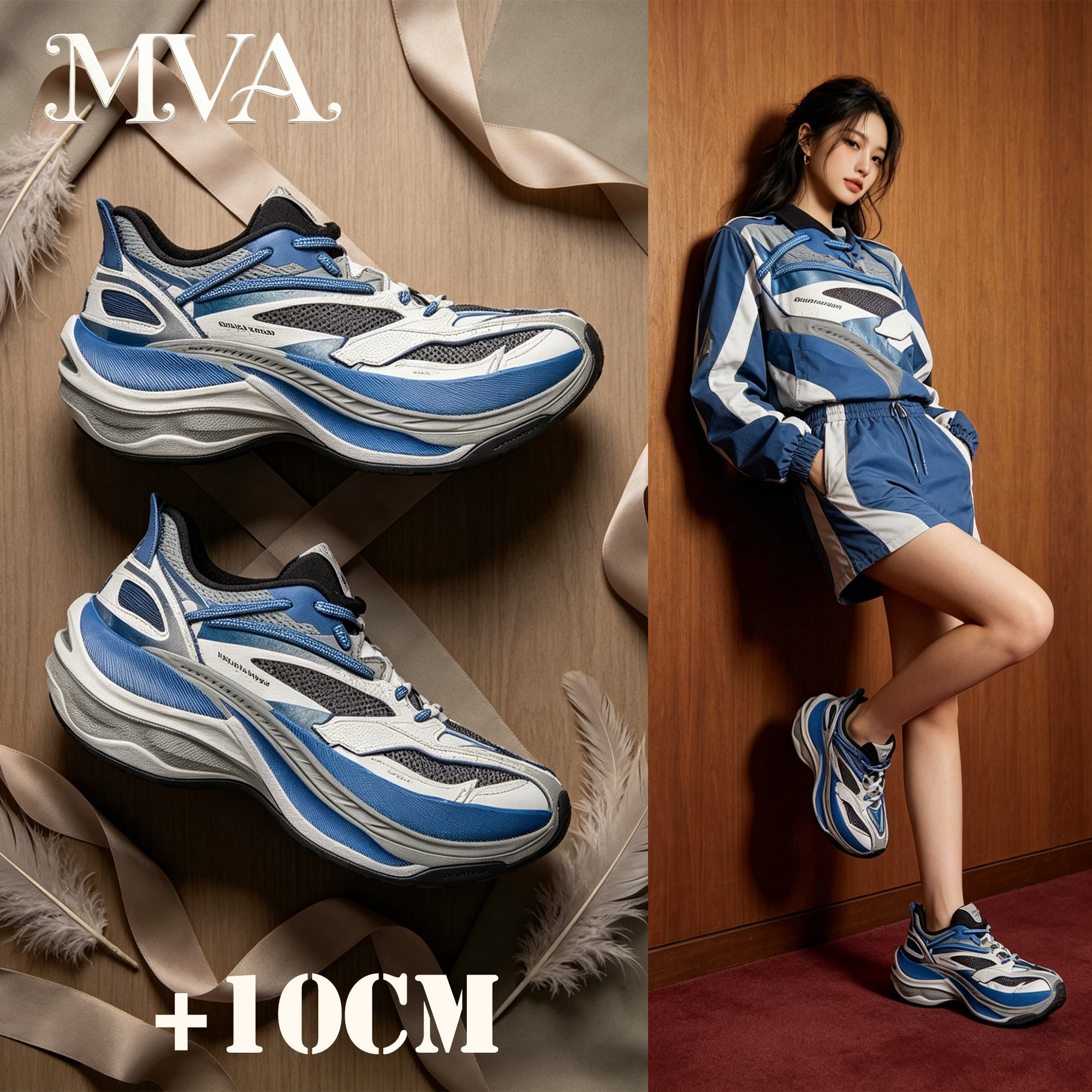 巴黎老爹鞋女内增高10厘米8cm6夏季2026新款厚底网面运动休闲鞋子