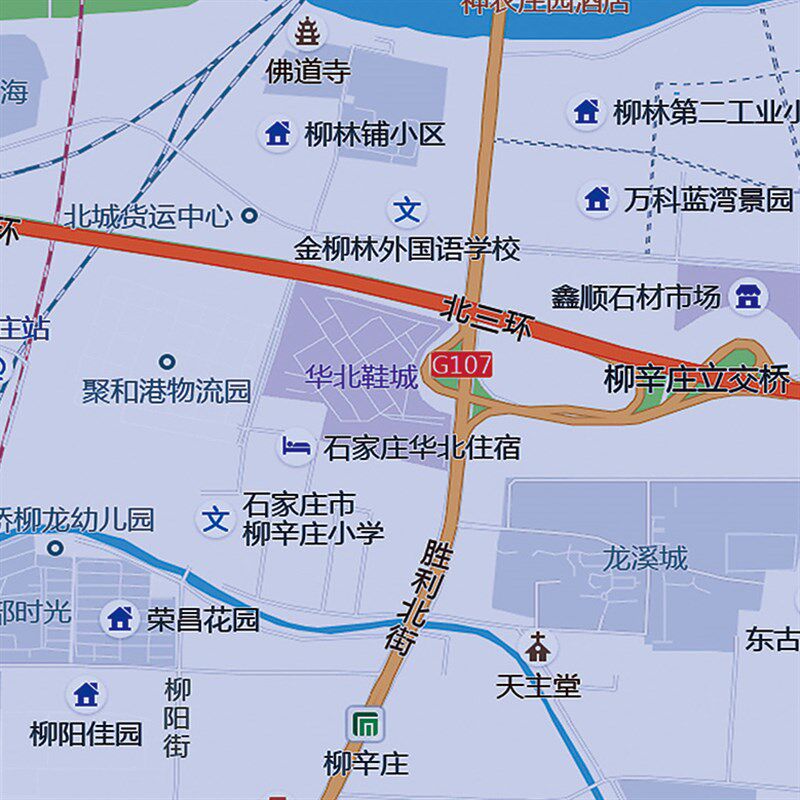 2024新款石家庄市区地图办公室挂图高清防水墙壁贴超大装饰画定制