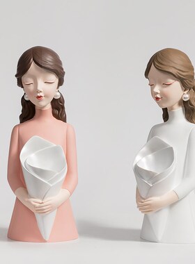 恩爱伴侣新娘捧花摆件LED灯花器创意结婚礼物送女生闺蜜装饰礼品