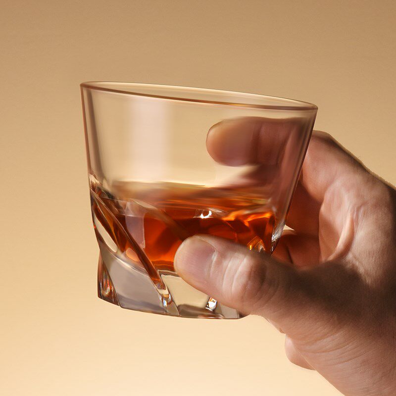 玻璃威士忌酒杯风刃纹路烈酒杯洋酒杯家用水杯玻璃杯4只套装