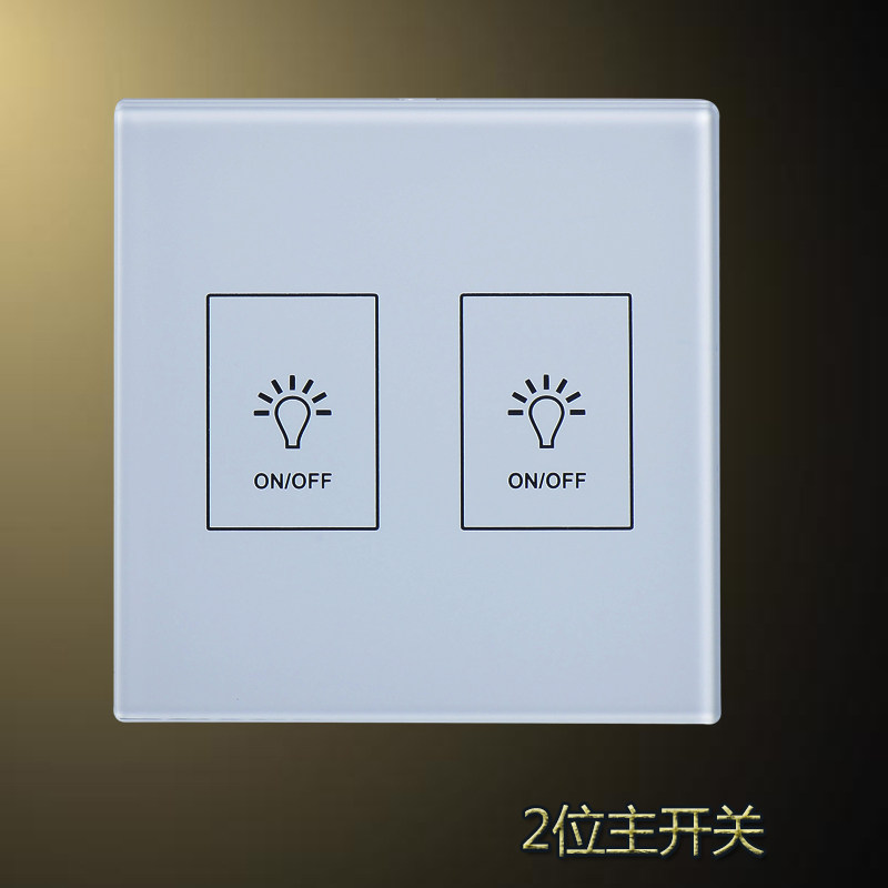 无线遥控开关 220V 二路 86型触摸玻璃单火线面板 学习型穿墙遥控