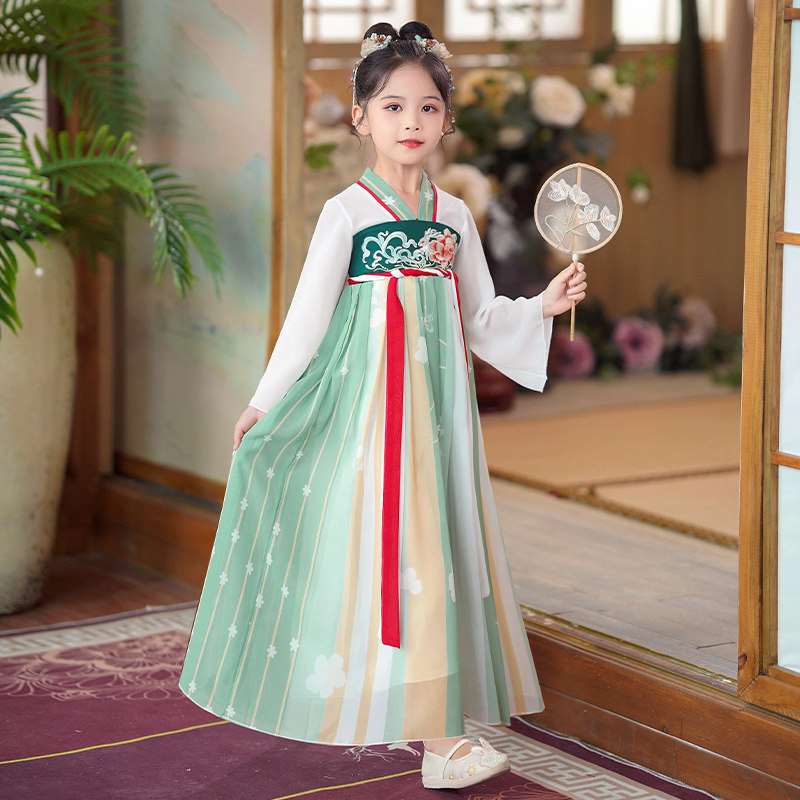 儿童汉服小城谣舞蹈服有位姑娘春三月桃花笑胭脂妆国风古典演出服