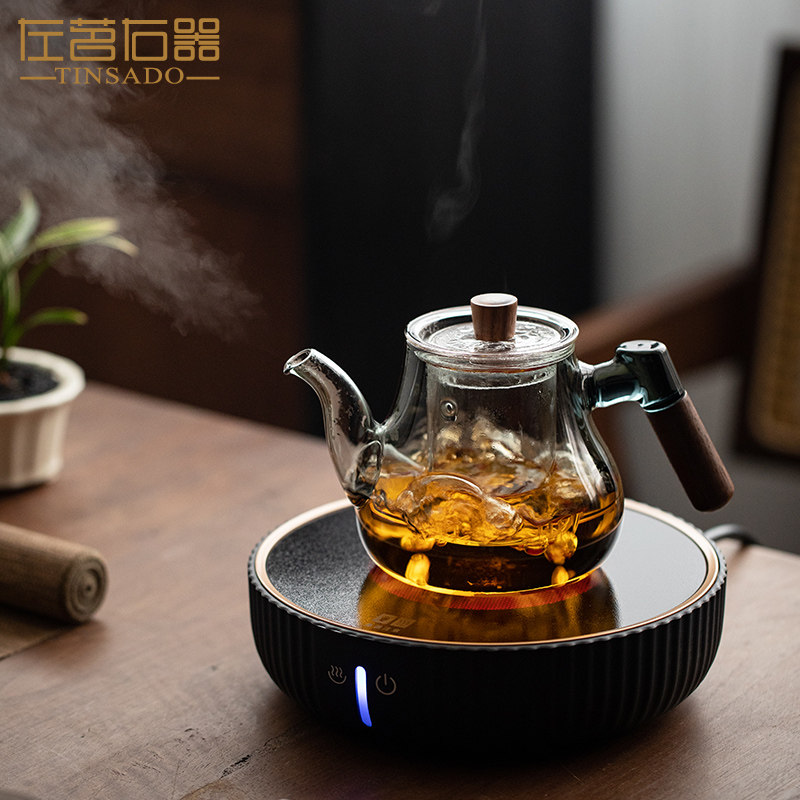 左茗右器防烫玻璃泡茶壶围炉煮茶壶不锈钢内胆过滤耐高温冲茶器