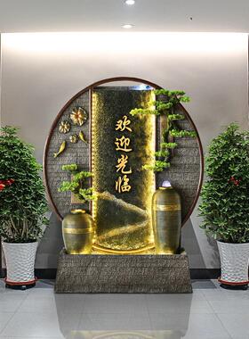 新中式客风厅水幕墙庭院RQB花喷园流水屏假山泉观大景型室内落地