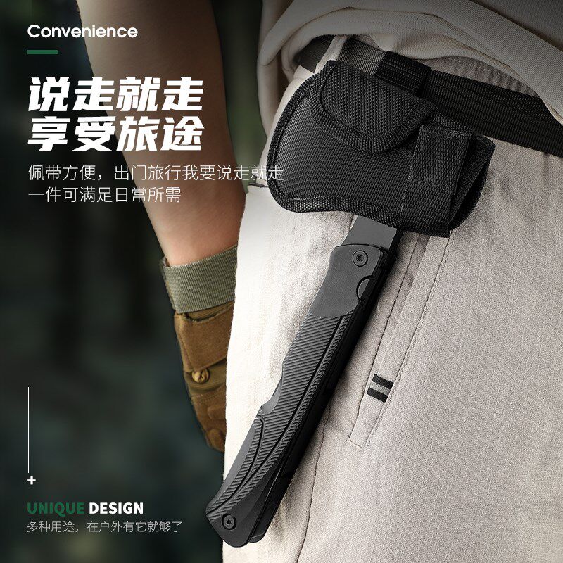 户外多功能斧头折叠斧锤斧子带刀锯便携露营车载一体野营组合工具